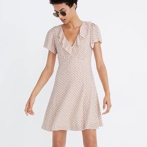 Madewell Ruffle Flutter-Sleeve Dress in Cutout Blooms